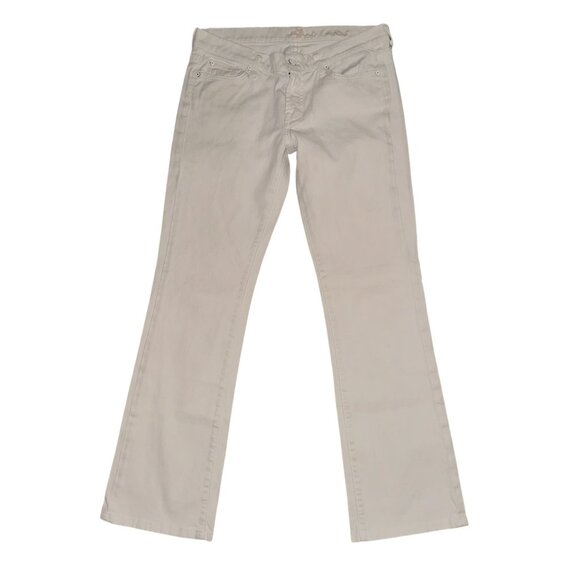 7 For All Mankind 7FAM Bootcut Jeans Womens 29 30 White Embroidered Pockets - Picture 2 of 8